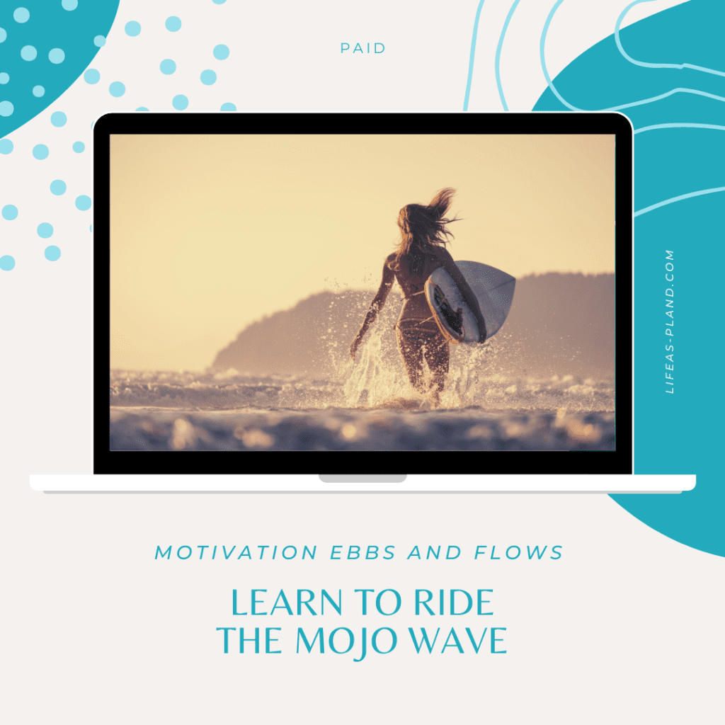 Computer screen showing image of woman walking out to sea with surf board